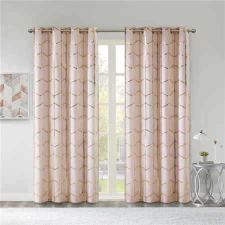 Intelligent Design Intelligent Design ID40-1406 50 x 84 in. Khloe Total Blackout Metallic Printed Window Panel; Blush ID40-1406
